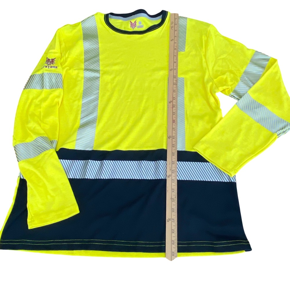 Drifire FR Hi-Viz Flame Resistant Long Sleeve Work Shirt Yellow Black LG Class 3